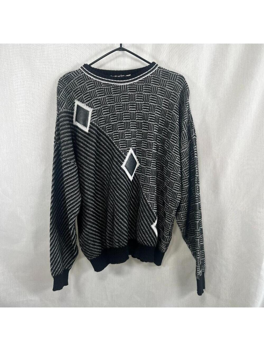 Vintage 80s 90s Coogi Style Geometric Knit Sweater Men's Large